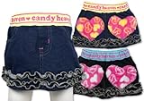 (キャンディヘブン)candy heaven 【candy heaven】 キャンディヘブン デニムニット ハートフリース フリル付きスカート 80cm/90cm/95cm 95 クリーム（本体ネイビ