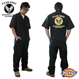 代引き可！【Dickies】ディッキーズ 半袖 つなぎ ツナギ カスタム カバーオール 「U.S. AIR FORCE」色:BLACKxGOLD サイズ:XL