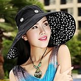 Hatrita-J 帽子大檐帽砂浜帽女夏太陽帽子さん日除け帽夏麦わら日焼け止め折りたたみ帽 f