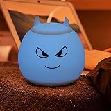 ewoleeナイトライト、ポータブルソフトシリコン夜ランプウォームホワイト& 7-color呼吸3ライトモードSensitiveタップコントロール、Best夜間用子 DEMON12