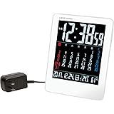 ADESSO(アデッソ) 置き時計 電波 デジタル カラーカレンダー 電波時計 温度 湿度 曜日 日付表示 置き掛け兼用 ホワイト NA-929