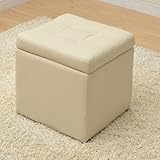 山善(YAMAZEN) 収納スツール兼オットマン(幅37) アイボリー(合皮) FBS-S(IV)P