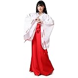 [Joel Ding's Store] 巫女服 コスチューム 白衣 緋袴 神社巫女 巫女さ コスプレ衣装 レディース ゆったり お正月 きもの 和装 ハロウィン仮装 (赤、白, L)