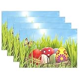 wihveプレースマットWipeableダイニングEaster Egg Grassバタフライ 12 x 18 inch
