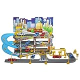 JL SHOP 駐車場おもちゃ 玩具 子供知育 駐車場シリーズ どうろセット 立体 3階建て ミニカー4台付き 贈り物