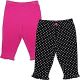 カーターズ（Carter's）女の子用黒水玉模様&ショッキングピンクボディースーツにピッタリなコーデパンツ2枚セット newborn nb 50cm 新生児用 出産祝いギフト,ドット柄パンツ,厚手コー