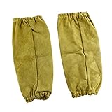 Fenteer 溶接用　保護スリーブ　牛革製　1対　二層　耐熱　耐磨耗性　断熱　2サイズ　イエロー - 41cm