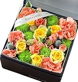 花由 ボックスフラワー hana cube 黒箱 【生花】 イエローxオレンジ系