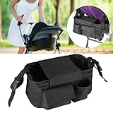 ベビーカー用バッグ　ベビーカー　収納 マザーズバッグ ショルダーバッグ　多機能　大容量 収納 防水 　取り付け簡単　収納ポーチ　小物入れ　携帯　哺乳瓶　ミルク　衣類　鍵　おむつなど (ブラック)