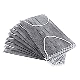 Fenteer 不織布3層構造　通気性　高濾過　活性炭入り　高品質使い捨てマスク　家の清掃適用　耳に無負担　10個入り　全2色 - グレー