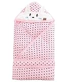 エルフ ベビー(Fairy Baby)ベビーおくるみフード付き 新生児用布団 ブランケット 冬厚い 可愛いうさぎ 水玉プリント ピンク