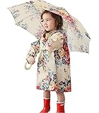 Anes&Ane baby 入園 入学 準備に お洒落 キッズ の必需品 フラワー レインコート 女の子 ポンチョ 収納 袋 セット 通学 通園 (S, クリーム)
