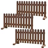 木製ピケットフェンス幅150cm-ブラウン-3個（受注製作）