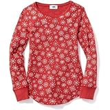 オールドネイビー OLD NAVY/ ロング&リーンワッフルニットクルーネックティ レッドボタン トップス長袖Tシャツ XL (14歳)【並行輸入】