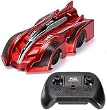 【tr nd】壁を登るラジコンカー リモコンカー -ラジコンカー こども向け 壁を走る リモコンカー おもちゃ 室内 壁 天井 床 激走カー 360°回転 LEDライト付き 赤外線コントロール USB充電 内蔵式バッテリー プレゼント (レッド)