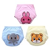 Genda 2Archer(JP) 男女兼用　可愛い　動物　ベビー　赤ちゃん　3層　綿100％　防水　トレーニングパンツ　3枚組 (90, 02)