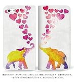 mitas IS03 IS03 ケース 手帳型 ベルトなし 水彩 象 ハート C (309)NB-0230-C/IS03