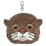 Sea Otter Stuffed Animal Plush Pouch Purse Animal Case Clip on Bag Animal Zipper Pouch Wallet Bag [並