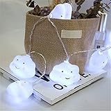 Sund ストリングライト 防水　LED 飾りライト 雲形　電池式 2M 20個 明るい 飾りつけ　ハロウィーン クリスマスツリー デスク ベッド 天井 パーティー ドア 雰囲気変え ホワイト