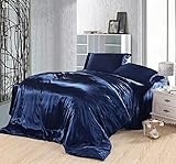 1 の青 Wholesale-Dark 寝具セットダブル装備してベッドのシーツカバーキルトベッドスプレッド羽毛布団シーツ 5 pc 羽毛布団シルクサテンスーパーキングサイズクイーンサイズの設定