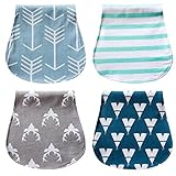 Mamimami Home 欧米スタイル　ベビー よだれかけ　コットン 柔らかい 半円　大面積　ビブ スナップ ３種類選択 サイズ調整可能 お食事 外出 用 4枚・セット