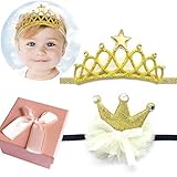 Elesa Miracle Babyヘアアクセサリー赤ちゃんの女の子のギフトボックスwith Shinyクラウンティアラヘッドバンド