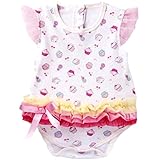 HONEY BLOSSOM ベビー 【 ラブリー チュチュ ロンパース 】 綿素材 可愛い 総柄 フリル レース ハーフバースデー コスチューム ギフト ベビー服 M005 pinkcake90