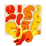 ノーブランド品 ２セット　木製　3Dパズル　ジグソーパズル　子供　おもちゃ　组み立て　２パタン選べ - ライオン