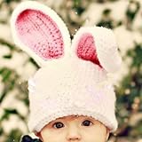 !!ハンドメイド 編み物 2-8ヶ月に合う 撮影写真 ベビー 幼児 キャップ ニット帽子 ウサギ ローズ 【2点】