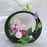 サーキュレーターブラックベースバラのアレンジ≪和風華麗≫プリザーブドフラワー