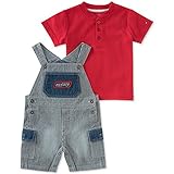 Tommy Hilfiger(トミーヒルフィガー) ヘンリーネックTシャツ＆ヒッコリーショートオーバーオールセット 18M(12-18ヶ月) [並行輸入品]