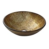 Yosemite Home Decor NICOLE Fused Topmount Round Glass Basin, Gold [並行輸入品]