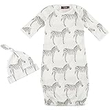 MILKBARN(ミルクバーン) 新生児用 ガウン&ハット セット グレー ゼブラ 25013500