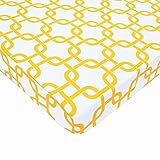 TL Care 100% Cotton Percale Fitted Mini Crib Sheet, Golden Yellow Twill Gotcha by TL Care