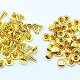 KUKU工房 両面カシメ レザークラフト材料 100組セット (頭10mmｘ足10mm, ライトゴールド)