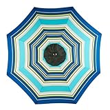 Mosaic 9 Ft Outdoor Patio Round Steel Market Beach Umbrella (Blue/Green Stripe) [並行輸入品]