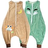 ［キロフライ］kiloflyベビーフランネルウォーカースリープサックバッグ子供のためのウェアラブル毛布、2本セット [M]