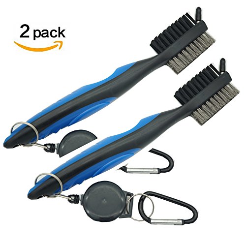 골프 브러시 골프 브러시 클럽구 클리너,경량 티with 2 FT Retractable zipline알루미늄 카라비너2팩 유니박스