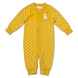Baby Nest ロンパース カバーオール ウサギさん シッポ付き 前開き 男の子 女の子 ニット 長袖 コットン100% イエロー 18-24M
