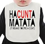 Hacunta Matata Slogan ネクタイを有する有機ビブ Medium