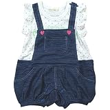《夏対応》SHORH KID'S(ショーキッズ) 女児天竺+スラブデニムアメカジオーバーオール重ね着風カバーオール 80cm /ネイビー NO.SD-50272