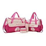【ユウエ】マザーズバッグ ママバッグ 5点セット マタニティ用品 ハンドバッグ ショルダーバッグ レディース カバン ベビー用品 大容量 多機能 014-xm-8804(F ピンク )