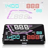 Heads Up Display HUD Screen - Universal 5.5’’ Car Head-Up Windshield Display w/Multi-Color Screen Projector Vehicle Speed GPS Navigation Compass Plug and Play w/Speed Time Altitude Etc - Pyle [並行輸入品]