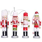 (チェリーレッド)CherryRed クリスマス くるみ割り人形 彩色上絵 兵隊 木製 ドイツの木のおもちゃ 15CM 4点セット F