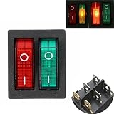 Sndy 6ピンダブル SPST オン/オフロッカーボートスイッチ赤緑光 AC 250v/15a 125V/20a スイッチ