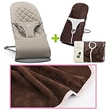 【今治タオルブランケットセットPK】babybjorn（ベビービョルン）バウンサー Bliss サンドグレー（バウンサーカバーピンクストライプ）