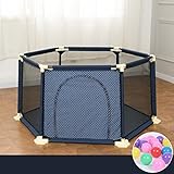 リムーバブル6パネル赤ちゃん幼児の遊び場ボールとメタルファブリックブルーセーフティプレイセンターヤード屋内屋外ホームベンチガーデン (色 : 青)