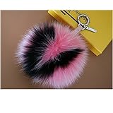 大きいflufflyリアルフォックスファーポンポン人形ボールキーホルダー・バッグのチャームのリング (10)