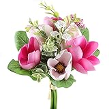 GTidea マグノリア 造花 花束 ギフト モクレン シルクフラワー 木蓮 フラワー アレンジメント (1束6本) ウェディング ブーケインテリア 玄関 飾り