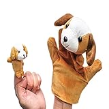 POTOJP 指人形 布の人形 家族みんなで指人形 マペットおもちゃ 縫いぐるみ 子供大好き 安心 布製 物語 童謡 おとぎ話 教育ハンドトイ 知能・五感 を育てる 動物 ごっこ遊び 2個入り (犬)